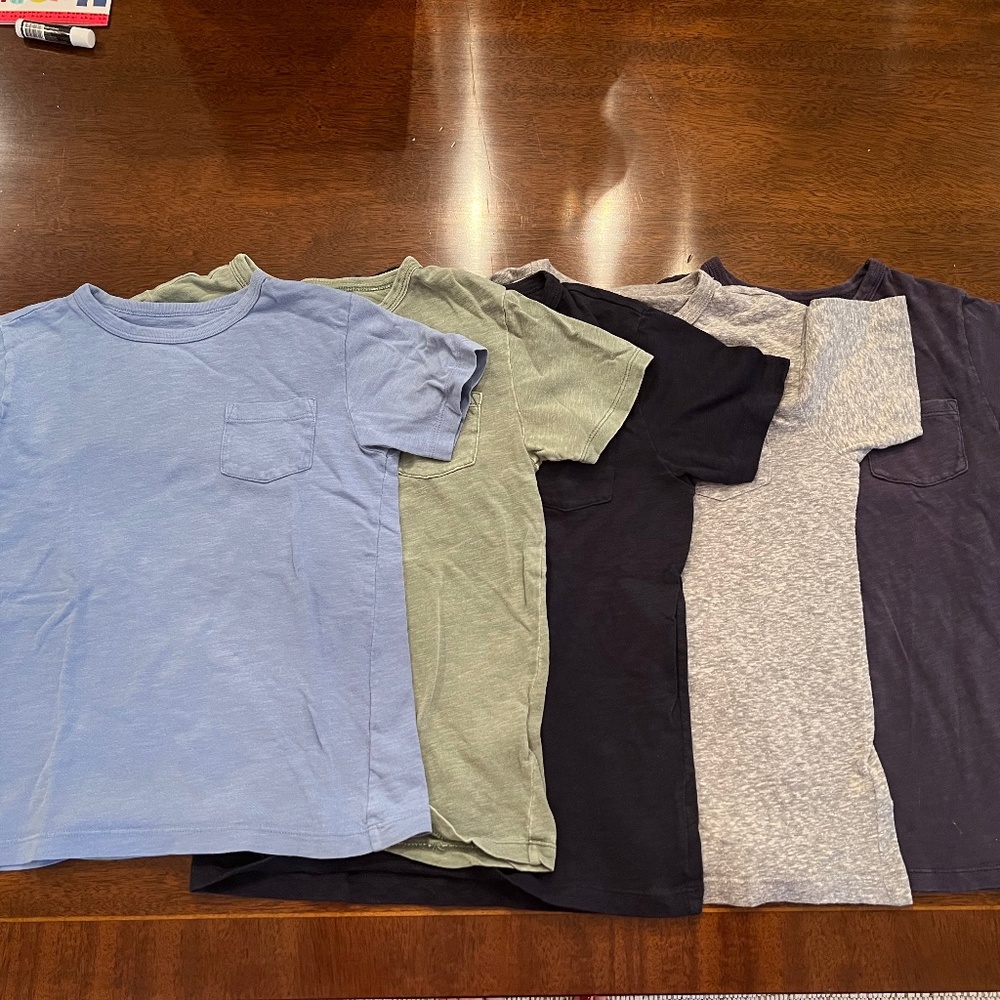 Set of 5 Crewcuts One Pocket Tshirts, Sz M (8-9)